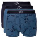 + LACOSTE 3 Pack Retro Logo Boxer Shorts (Blue)