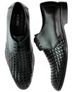 LACUZZO Mod Patent Basket Weave Derby Shoes BLACK