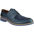 Lacuzzo Men's Retro Mod Chevron Stamp Suede Derby Shoes in Navy