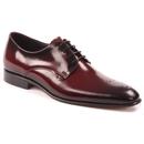 Lacuzzo Men's Mod High Shine Leather Punched Brogue Derby Shoes in Claret