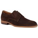 Lacuzzo Men's Retro Mod Croc Stamp Suede Derby Shoes in Brown