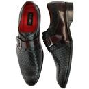LACUZZO Mod Honeycomb Leather Monk Strap Loafers B