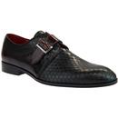 Lacuzzo Men's Retro Mod Honeycomb Stamp Monk Strap Shoes in Black