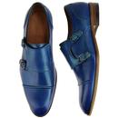 LACUZZO Men's Retro Mod Double Monk Shoes (Blue)