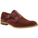Lacuzzo Men's Retro Mod Suede and Leather Monk Shoes in Brown