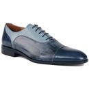 Lacuzzo Men's Retro Mod Tri-Colour Blue Toe Cap Oxford Shoes