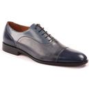 Lacuzzo Men's Retro Mod Tri Colour Leather Toecap Oxford Shoes in Navy