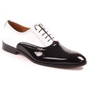 Lacuzzo Two Tone Patent Leather Brogue Shoes in Black and White