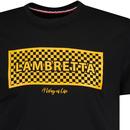 Lambretta Retro 2 Tone Checker Box Crew Tee Black