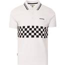 lambretta mens checkerboard chest panel polo tshirt white