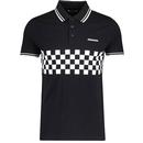 Lambretta Mod Ska Checkerboard Panel Two Tone Polo Shirt in Black