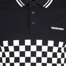 Lambretta 2 Tone Tipped Chequerboard Polo Top B/W