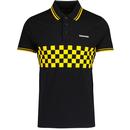 Lambretta Ska Checkerboard Mod Tipped Polo Shirt in Black and Yellow