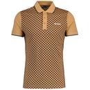 Lambretta Two Tone Checkerboard Polo Shirt in Tobacco