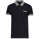 Lambretta Checkerboard Trim Two Tone Polo Shirt in Black SS1029