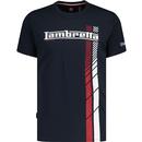 lambretta mens 60s fade racing stripe scooter crew neck tshirt navy