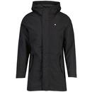 Lambretta Lightweight Check Lined Fishtail Parka Jacket in Black Front Photo