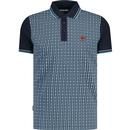 lambretta mens mod twin tipped houndstooth panel jersey polo tshirt navy