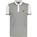 lambretta mens mod twin tipped houndstooth panel jersey polo tshirt white