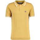 Lambretta Retro Mod Knitted Tipped Polo Shirt in Sand SS0282