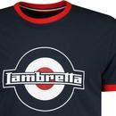 Lambretta 1960s Mod Logo Retro Ringer T-shirt Navy
