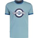 lambretta mens 1960s mod logo print retro ringer neck tshirt smoke blue