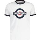 lambretta mens 1960s mod logo print retro ringer neck tshirt white navy