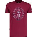 lambretta mens mod retro northern soul keep the faith large print crew neck tshirt burgundy