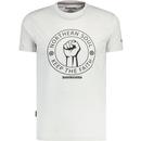 lambretta mens retro northern soul keep the faith graphic print crew neck tshirt pebble grey