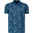 lambretta mens logo paisley print chest pocket jersey polo tshirt dark blue