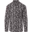 LAMBRETTA 60s Mod Button Down Paisley Shirt (B/W)