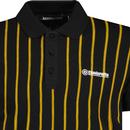 LAMBRETTA Retro Sports Pinstripe Polo - Black/Gold