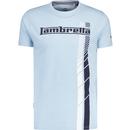 lambretta clothing mens 60s fade racing stripe scooter print tshirt sky blue