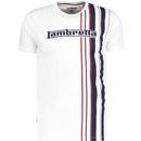 lambretta mens logo racing stripe crew neck tshirt white