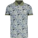 Lambretta Signature Paisley Print Polo Shirt in Khaki SS0031