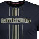 LAMBRETTA Retro Mod Logo Stripe T-Shirt in Navy