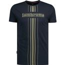 lambretta mens logo stripe crew neck tshirt navy