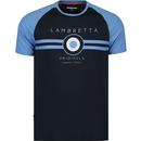 lambretta mens target print raglan sleeve tshirt navy
