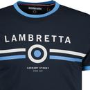 Lambretta 60s Mod Target Retro Ringer T-shirt Navy