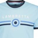 Lambretta 60s Mod Target Retro Ringer T-shirt  Sky