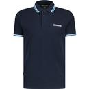 lambretta mens retro mod triple tipped pique polo tshirt navy blue