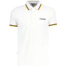 lambretta mens retro mod triple tipped pique polo tshirt white tobacco