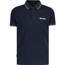 lambretta mens retro mod twin tipped pique polo tshirt navy orange