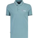 lambretta mens retro mod twin tipped pique polo tshirt smoke blue grey