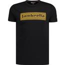 lambretta mens two tone box logo print crew neck tshirt black gold yellow