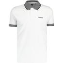 lambretta mens two tone details jersey polo tshirt white