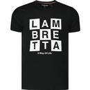 lambretta mens two tone box logo lagre print crew neck tshirt black white