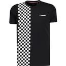 lambretta mens two tone racing stripe crew neck tshirt black