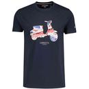 Lambretta Union Jack Flag Scooter T-shirt in Navy SS1208