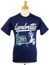 LAMBRETTA Retro 60s Mod Jimmy Scooter T-Shirt NAVY